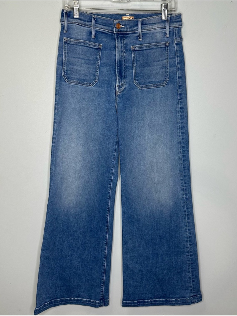 MOTHER Wide Leg Flare Jeans in Light Blue Wash - Picture 5 of 16